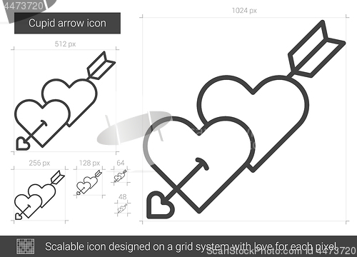 Image of Cupid arrow line icon.