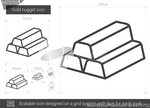 Image of Gold nugget line icon.