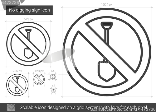 Image of No digging sign line icon.