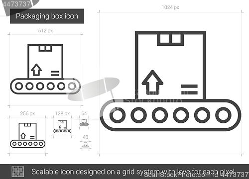 Image of Packaging box line icon.