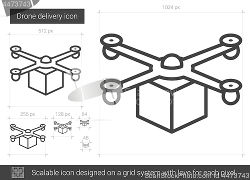 Image of Drone delivery line icon.