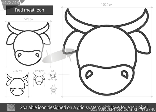 Image of Red meat line icon.