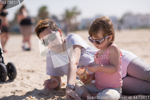 Image of Mom and daughter on the beach