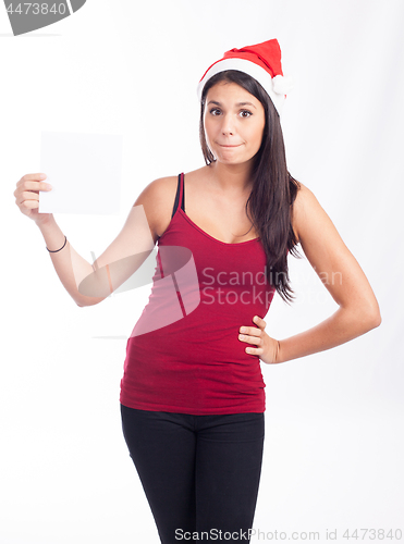 Image of Christmas blank sign woman