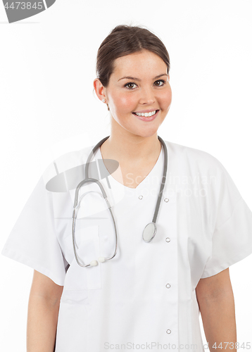 Image of young smiling woman doctor or nurse