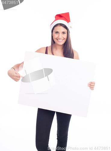 Image of Christmas blank sign woman