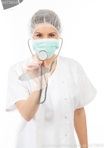 Image of female doctor using st?thoscope