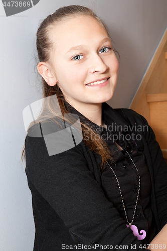Image of portrait of a beautiful happy girl