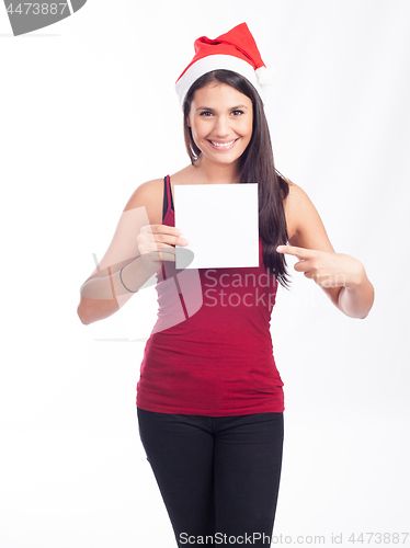 Image of Christmas blank sign woman