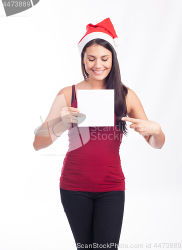 Image of Christmas blank sign woman