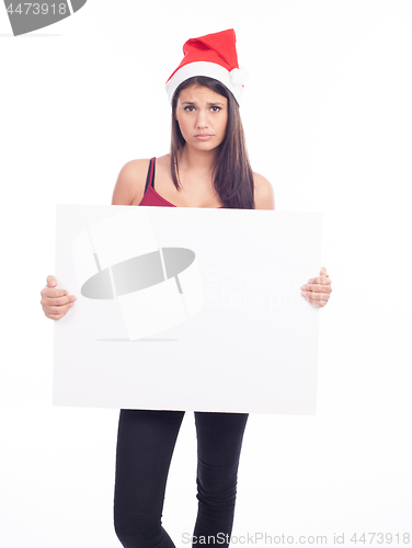 Image of Christmas blank sign woman