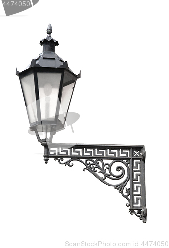 Image of Street lamp on a wall, isolated