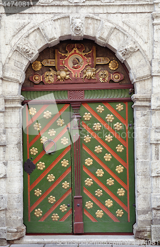 Image of Door of the Brotherhood of Blackheads in Tallinn