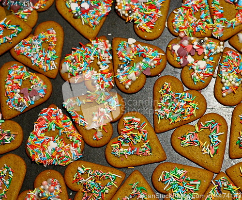 Image of Homemade christmas cookies on a dark table