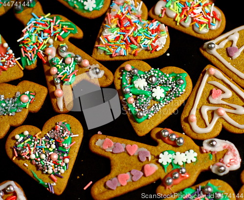 Image of Homemade christmas cookies on a dark table