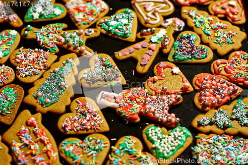 Image of Homemade christmas cookies on a dark table