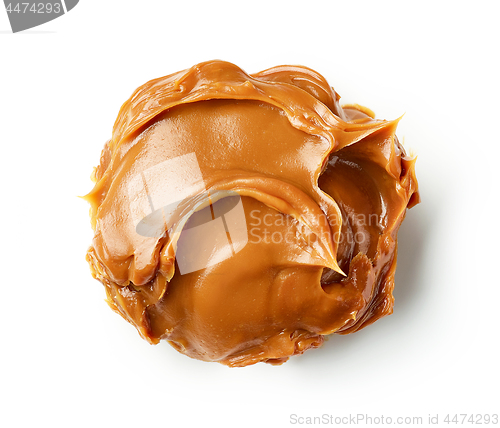 Image of melted caramel on a white background