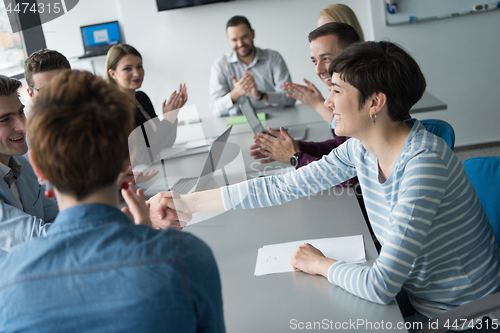 Image of Business Team At A Meeting at modern office building