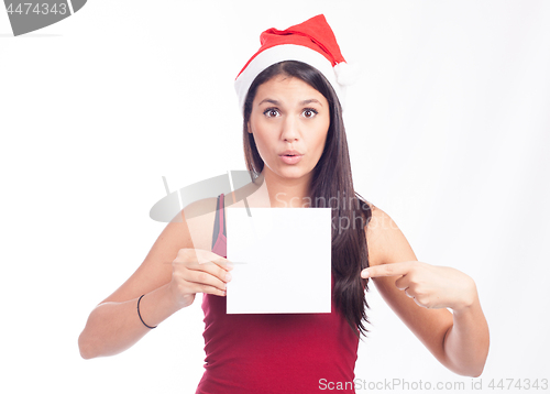 Image of Christmas blank sign woman
