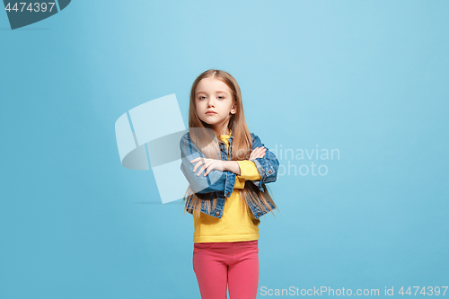 Image of Young serious thoughtful teen girl. Doubt concept.