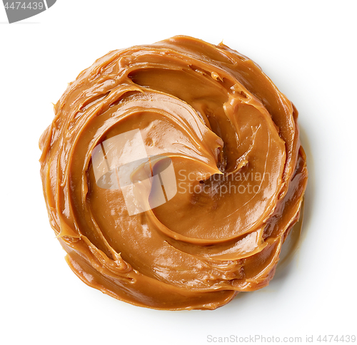 Image of melted caramel on a white background