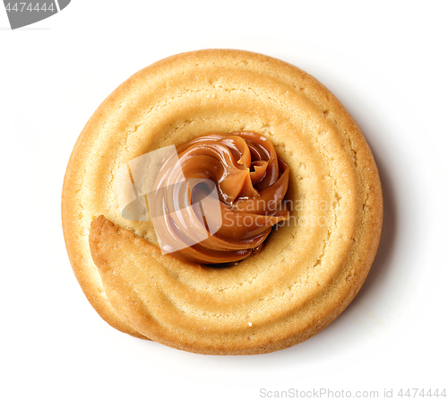 Image of homemade butter cookie with caramel