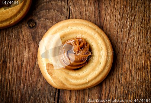 Image of homemade butter cookie with caramel