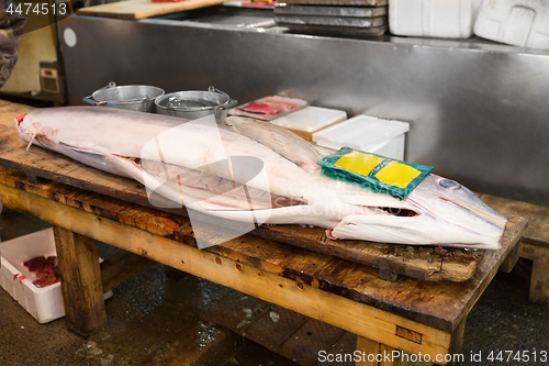 Image of gutted fish or seafood at japanese street market