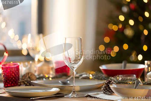 Image of table setting for christmas dinner at home