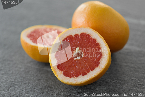 Image of close up of fresh juicy grapefruits