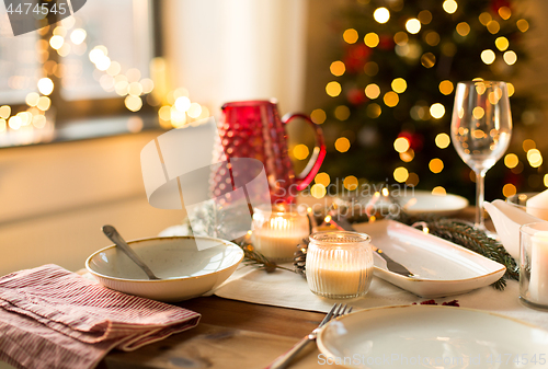 Image of table served for christmas dinner at home