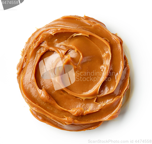 Image of melted caramel on a white background