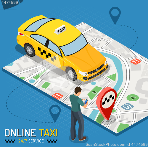 Image of Online Taxi Isometric Concept