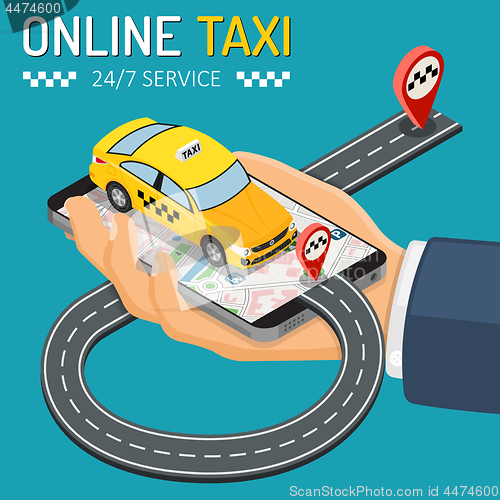 Image of Online Taxi Isometric Concept