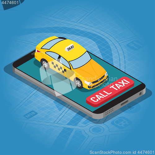 Image of Online Taxi Isometric Concept