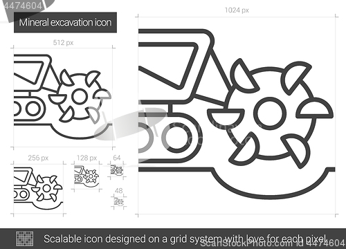 Image of Mineral excavation line icon.