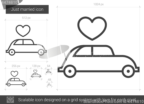 Image of Just married line icon.