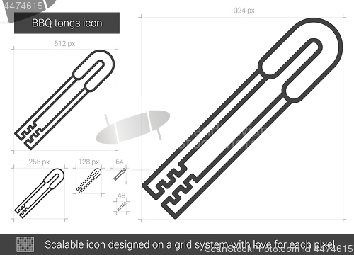 Image of BBQ tongs line icon.