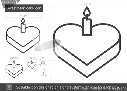 Image of Sweet heart cake line icon.