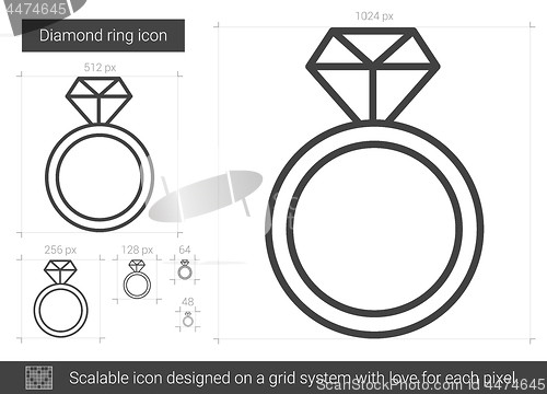Image of Diamond ring line icon.