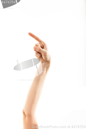 Image of hand of woman showing a direction