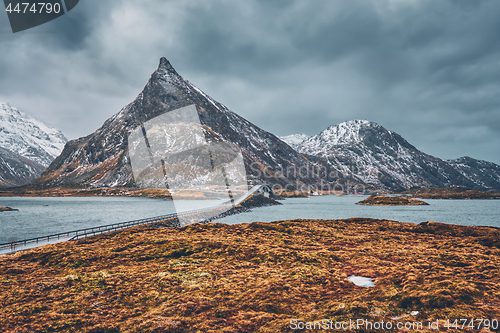 Image of Fredvang Bridges. Lofoten islands, Norway