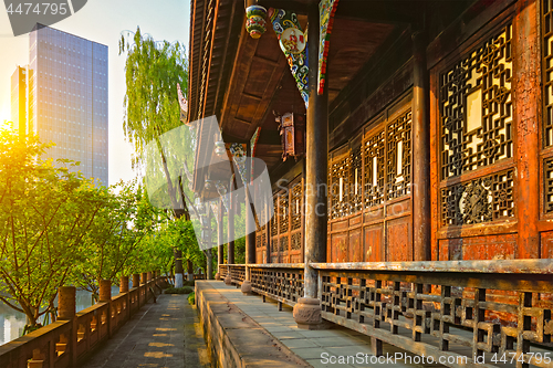 Image of Wangjiang Pavilion in Wangjianglou park. Chengdu, Sichuan, China