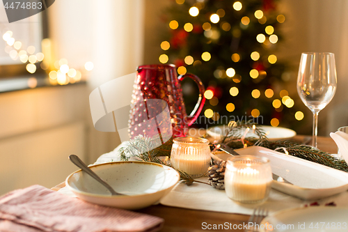 Image of table served for christmas dinner at home