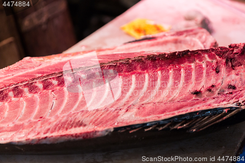 Image of fresh tuna fish or seafood at street market