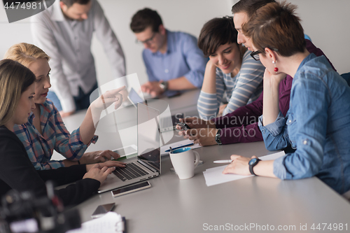 Image of Group of young people meeting in startup office