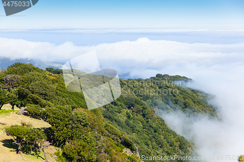 Image of madeira mountain landscape under a blue sky