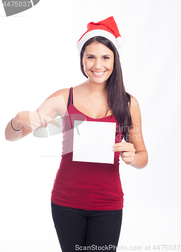 Image of Christmas blank sign woman