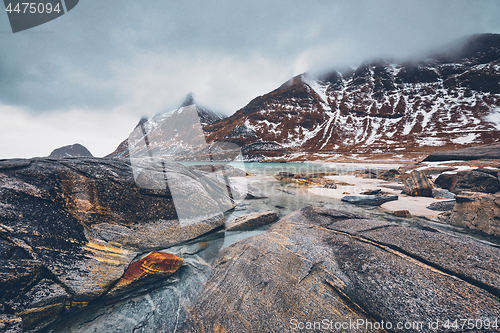 Image of Rocky coast of fjord in Norway