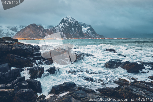Image of Rocky coast of fjord in Norway